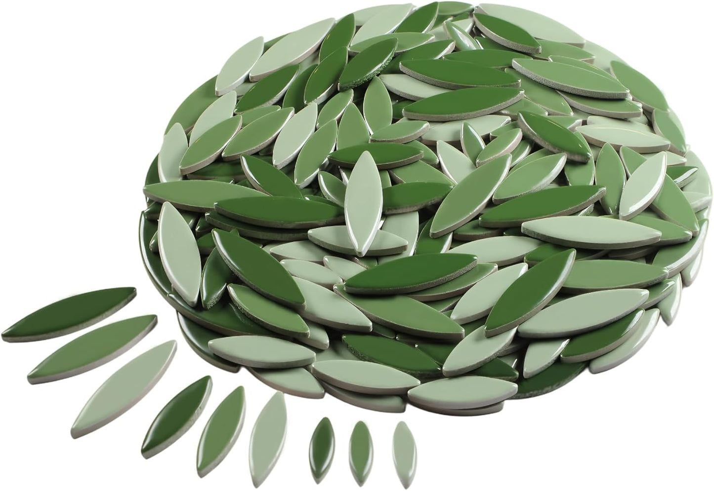 VerzTile Mosaic Tiles for Crafts - Petal Shaped Ceramic Tile Craft Hobbies & Art Projects 39 Color Options Endless Creativity DIY Design (Dark Green Mix)