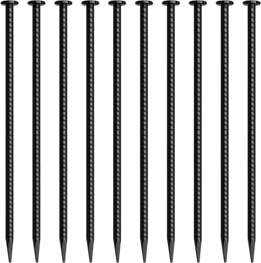 16 Inch Rebar Stakes 10 Pack Heavy Duty Ground Anchors 1/2 Inch Diameter Galvanized Steel Asphalt Anchoring Metal Spikes for Speed Bump, Parking Curb and Camping Tent