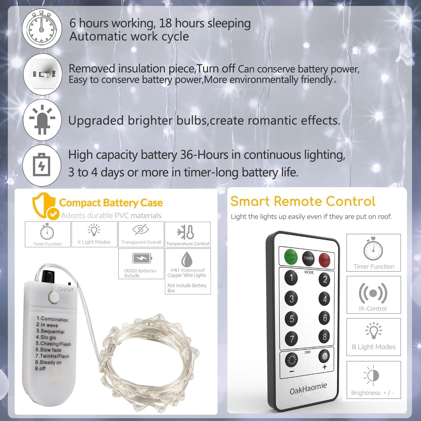 6 Pack Fairy Lights Battery Operated Mini String Lights with Timer 2PCS Remote 6.5ft 20LED Cool White Firefly Lights Waterproof Silver Wire Twinkle Lights DIY Mason Jar Wedding Party Christmas Decor