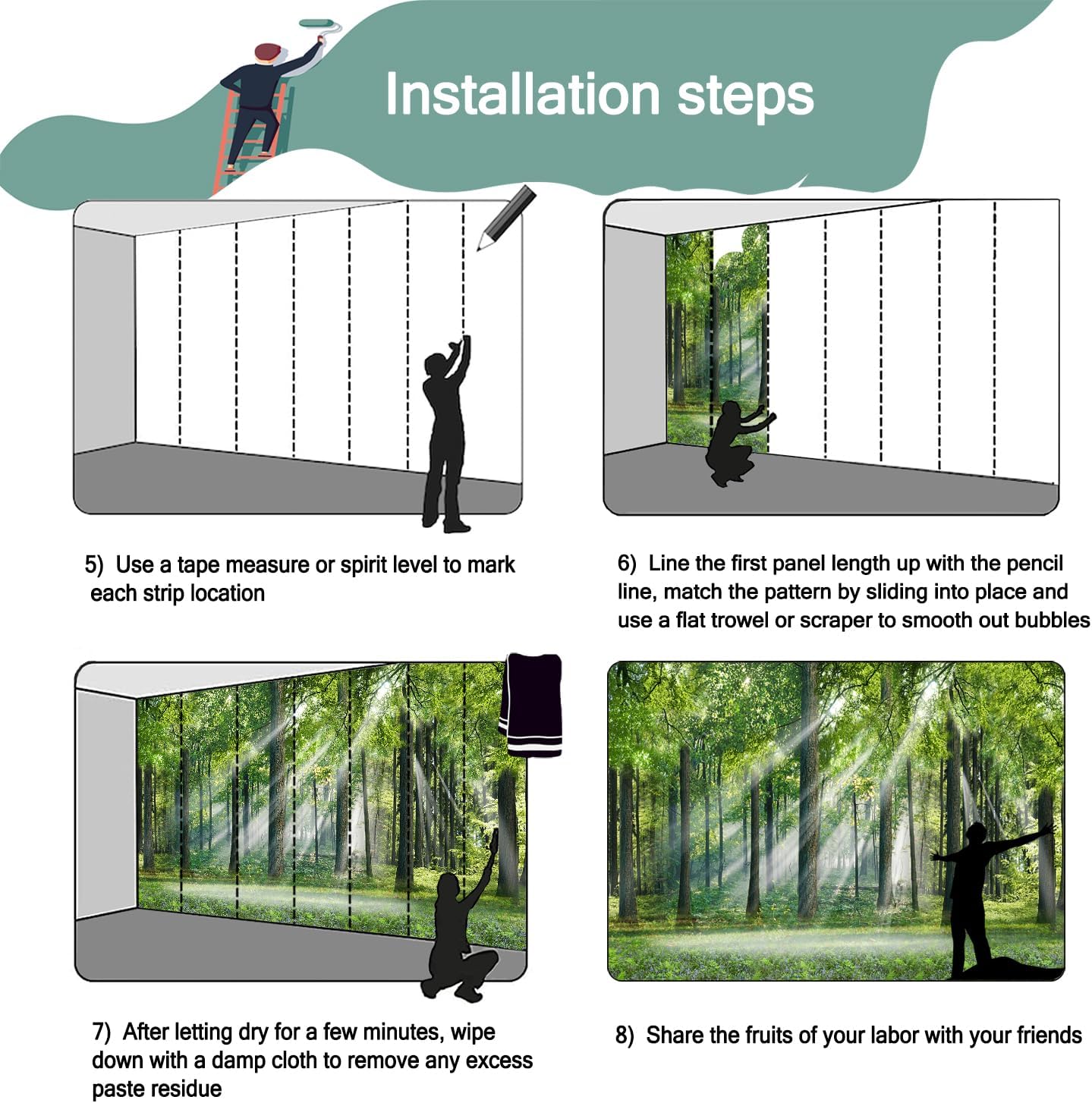 -Sunshine Forest Living Room Wallpaper XT24 S 100" x 65"