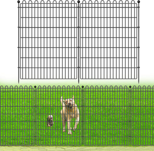 4 Panels No Dig Decorative Garden Fence for Yard, 48 in(H) X 10.5 ft(L) Animal Barrier Fencing for Outdoor Dog, Metal Portable Garden Fences for Borders, Pets, Landscape, Temporary Fence