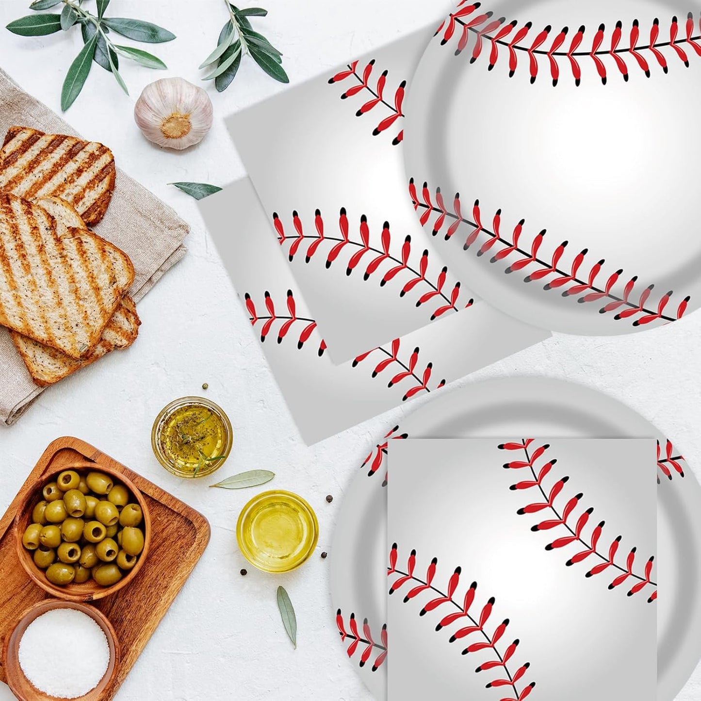 40 Pcs Baseball Party Dessert Plates and Napkins Sets 9" Paper Plates and 6.5" Napkins Party Supplies Tableware Decoration For Birthday Picnic