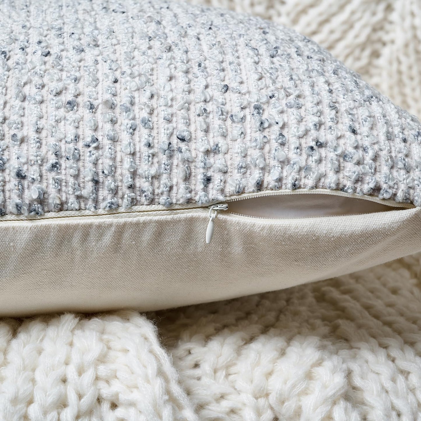 Striped Throw Pillow Covers 16x16 Set of 2 Blue Textured Boucle Chic Morden Boho Accent Farmhouse Square Decorative Couch Pillow Covers for Home Decor Bed Sofa Living Room