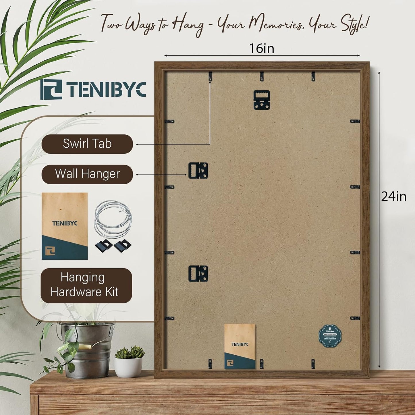 16x24 Poster Frame 3 Pack - Brown Woodgrain, Wood Poster Frame, Gallery Picture Frame - Wall Hanging