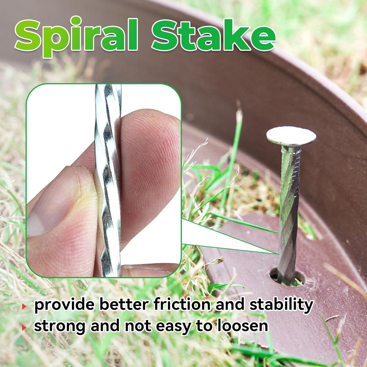 6.3-Inch Galvanized Heavy-Duty Landscape Stakes, (300-Pack) Spiral Metal Turf Spikes for Artificial Grass, Paver Edging, Weed Barrier, Securing Fences and More