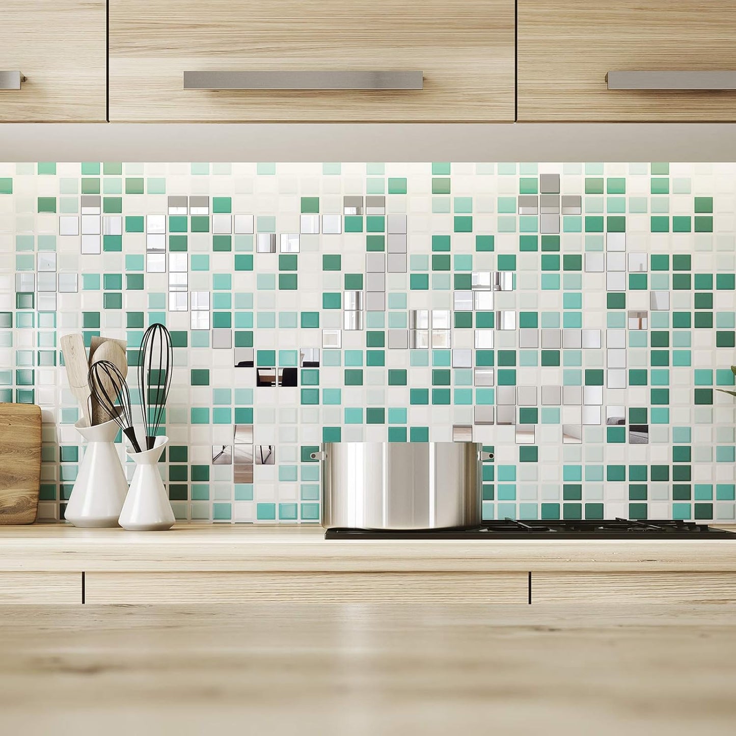 Geiserailie 150 Pieces 1 Inch 3 Shapes Mirror Mosaic Tile Small Round Diamond Square Mini Mosaic Mirrors DIY Craft Glass Decorative for Projects Crafts Supplies, Home Wall Decor.