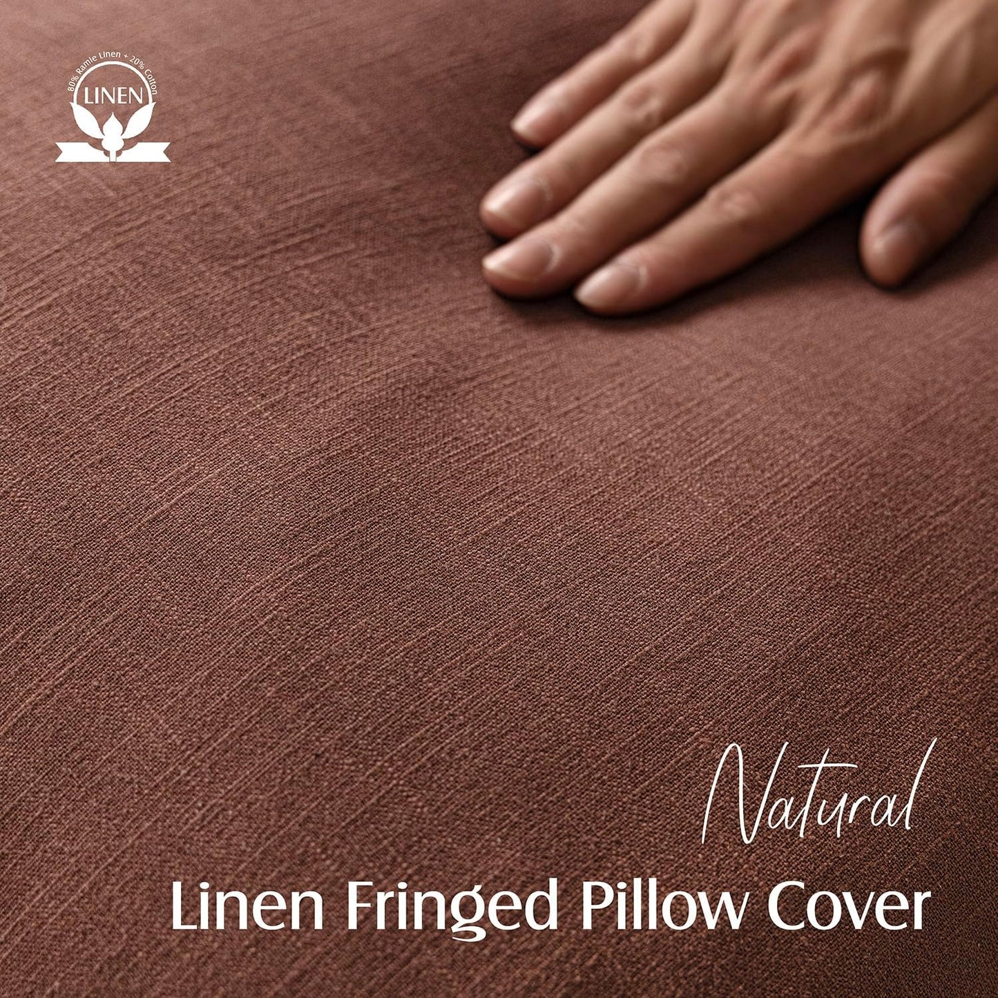 Foindtower Set of 2 Decorative Linen Fringe Throw Pillow Covers Boho Farmhouse Cushion Cover with Tassels Accent Pillowcase for Couch Chair Sofa Bed Living Room Home Decor,16×16 Inch,Rust Red