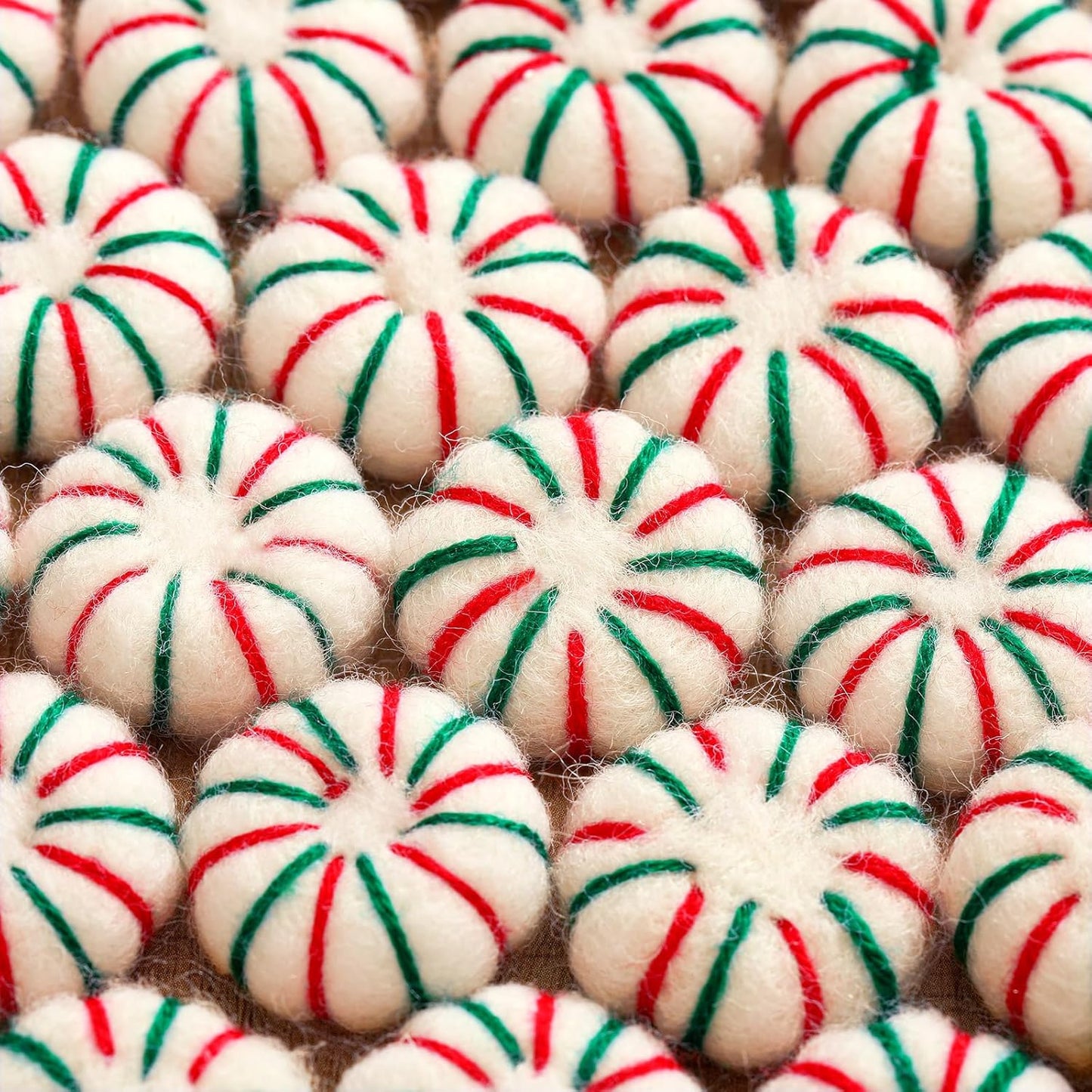 36 Pcs Felt Peppermint Decoration Christmas Wool Peppermints Christmas Arts Crafts Supplies, DIY Garland for Tree Home Vase Filler Decoration(Green)