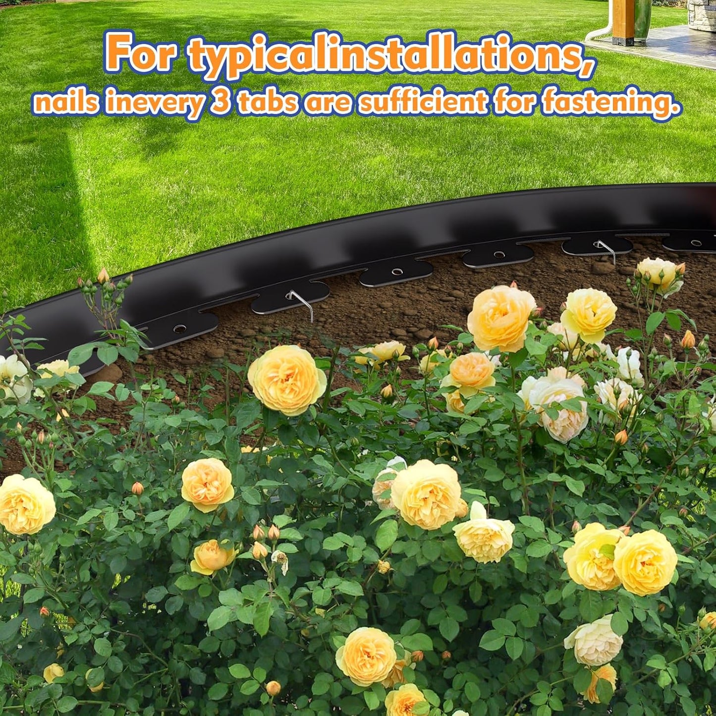 3 Inch x 60 FT (Multiple Sizes Available) Landscape Edging, Garden Edging Borders with 60pcs Upgrade Stakes, Flexible No Dig Plastic Garden Border for Lawn, Landscaping, Flower Beds and Yard