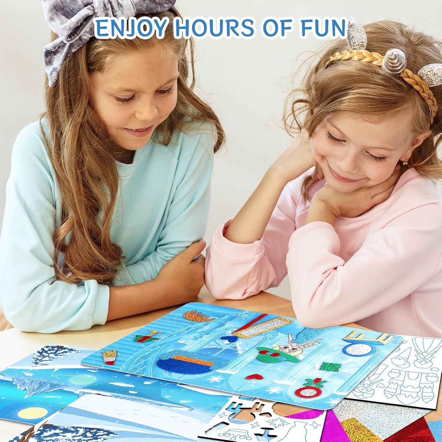 PERRYHOME Foil Arts & Crafts for Kids-DIY Frozen Fun Foil Art Kit Toys,Mess Free Coloring,Kids Car Airplane Travel Activities Toys,Birthday Christmas Gifts for Girls Children Toddler Ages 4-9