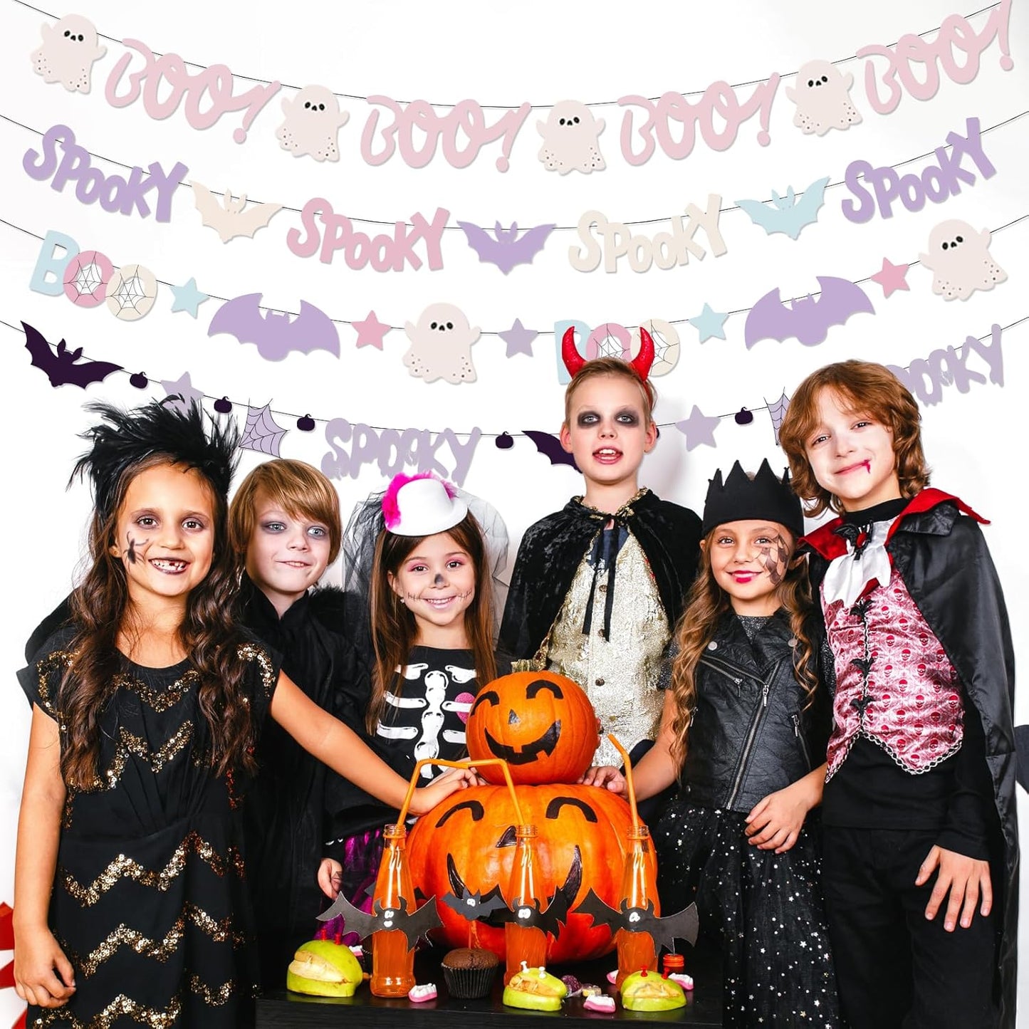 Pastel Halloween Decorations Garland, Cute Bat Boo Ghost Pastelween Banner Pastel Halloween Spooky Garland for Kids Hallo ween Baby Shower Birthday Decorations Home Classroom