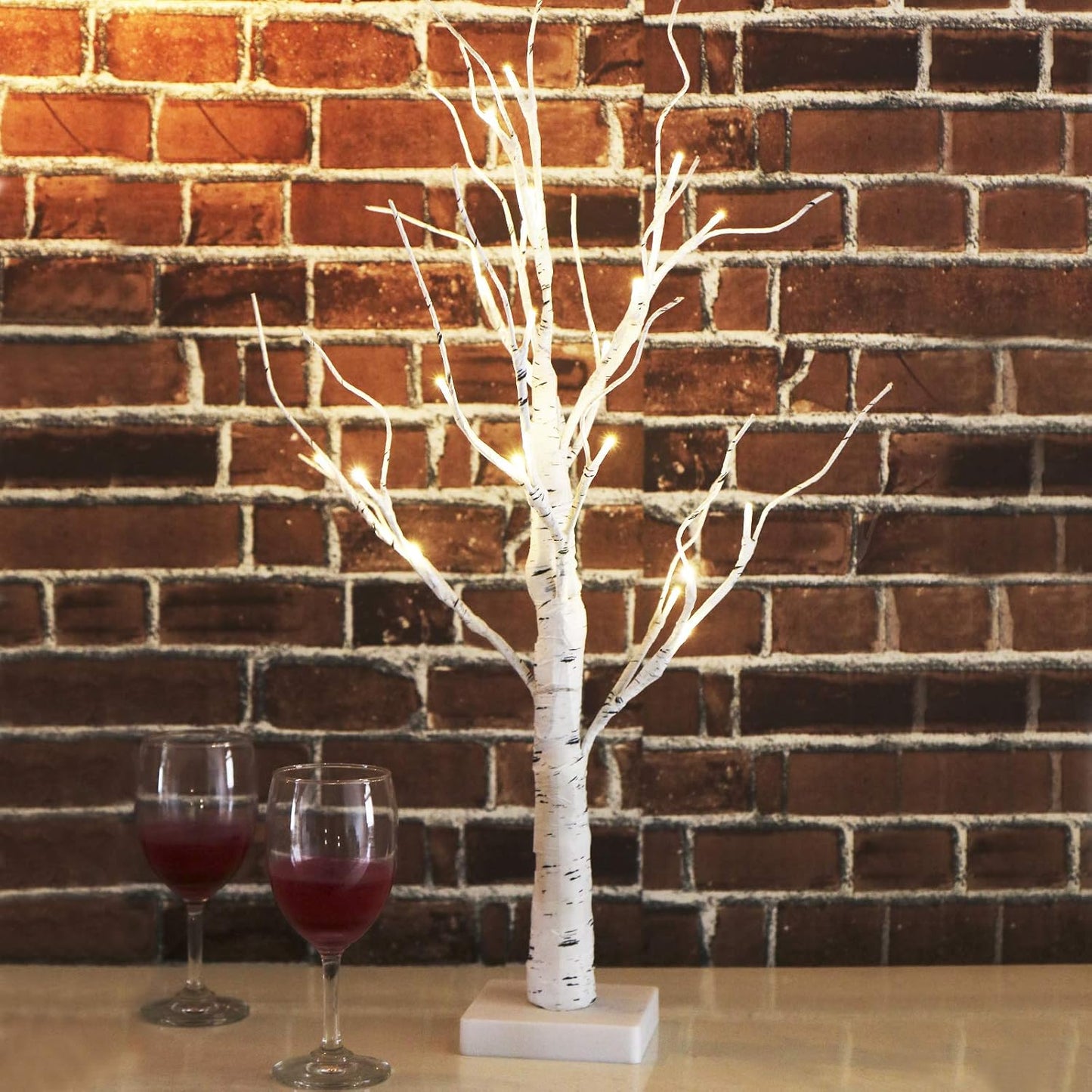2FT Birch lamp 24 LED Birch Tree Light Tabletop Artificial Tree Light Warm White Light Table Lamp Battery Operated Tabletop Tree with Timer for Birthday Gift Room Festival Decoration Home Party