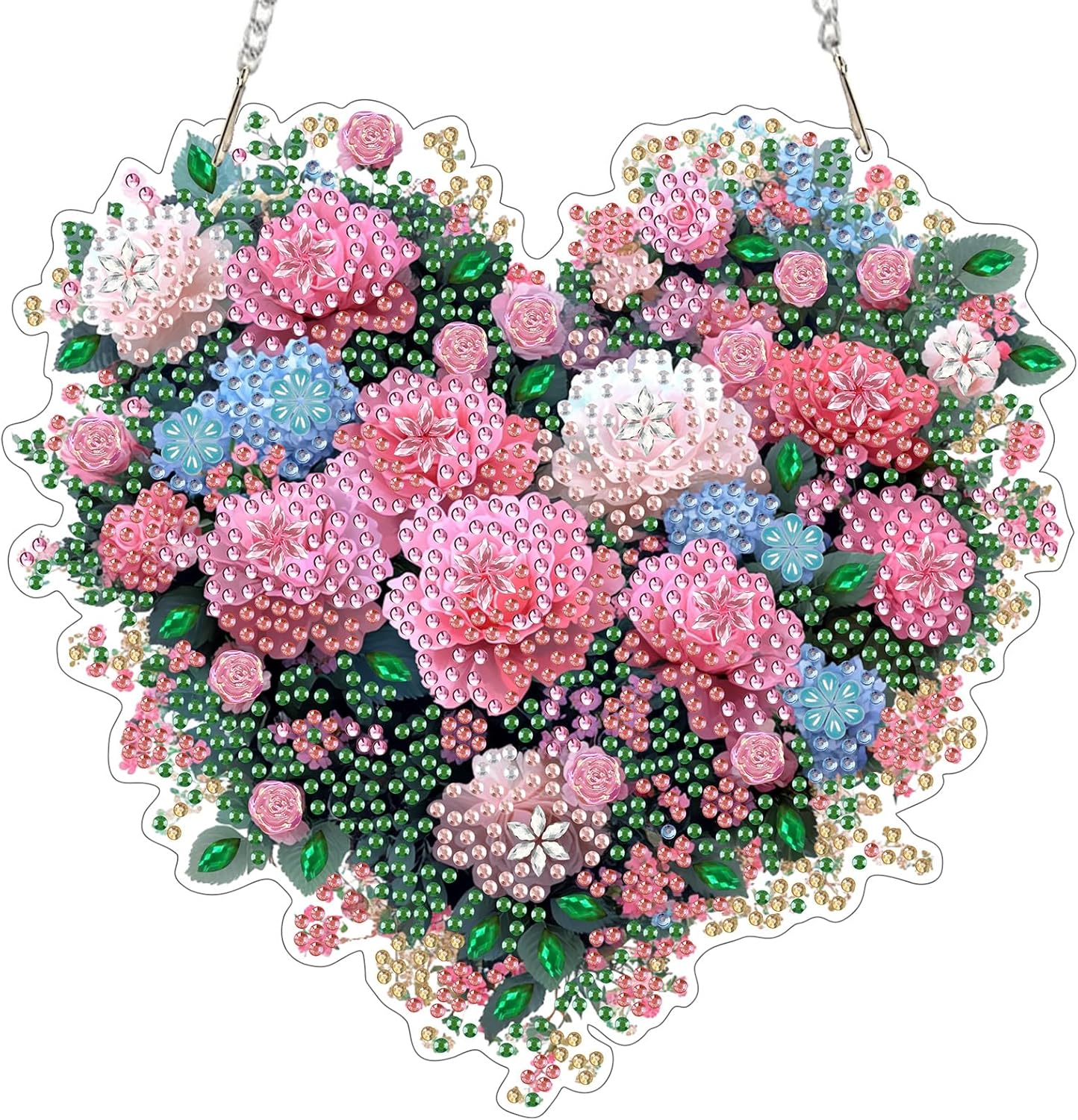 EOBROMD Diamond Hanging Art Kits for Adults, Heart Flower DIY Special Shaped Rhinestone Kits for Adults, Diamond Art Painting Suncatcher, Window Pendants Home Garden Wall Hanging Ornament