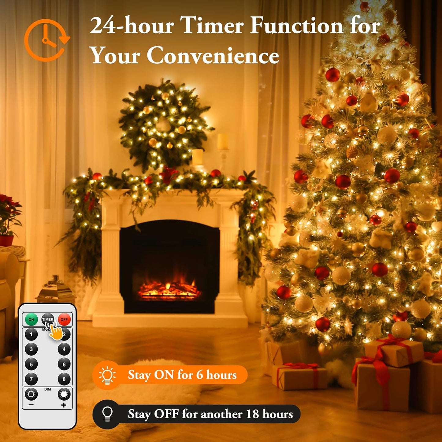 2 Pack 100 LED Fairy Lights Battery Operated with Remote, 33FT Waterproof Twinkle Lights with 8 Modes & Timer, String Lights for Bedroom DIY Wedding Indoor Outdoor Christmas Decorations, Warm White