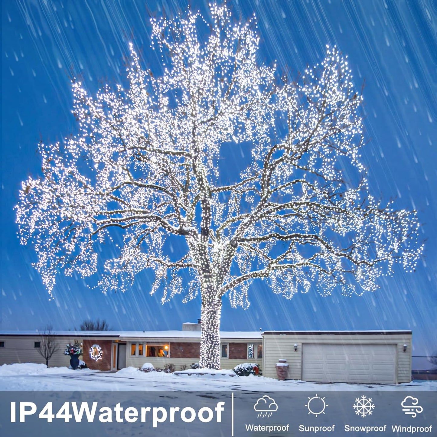 120 LED White Christmas Lights Outdoor, 40ft 8 Modes White Christmas String Lights Clear Wire, Plug in Waterproof Twinkle Fairy Lights for Indoor Outdoor Bedroom Wedding Tree Christmas Decorations