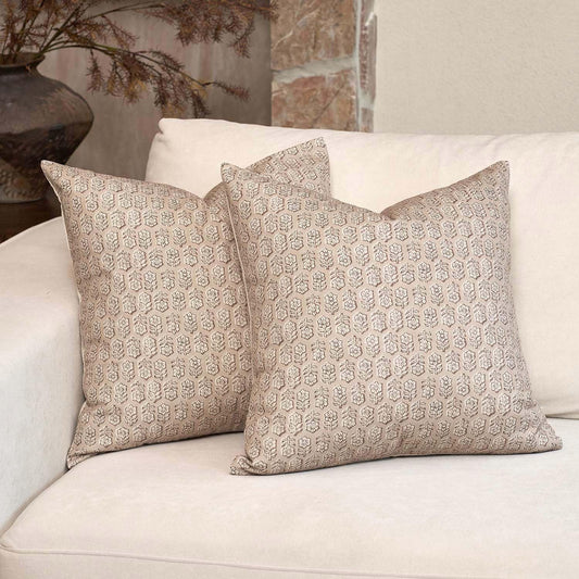 DOMVITUS Floral Pillow Covers Set of 2, Throw Pillow Covers 20x20, Floral Print Neutral Accent Decorative Pillow Covers for Living Room, Bed, Cloud Cream