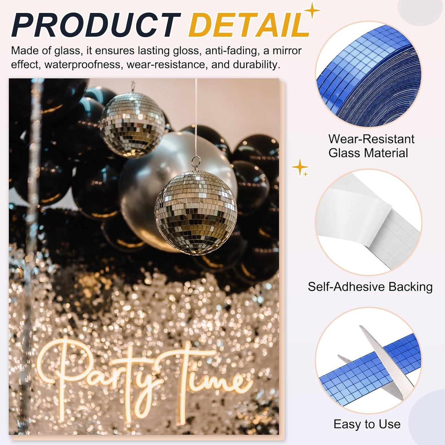 PATIKIL 5x5mm Self Adhesive Mirrors Mosaic Tiles, 10000 Pcs Square Mini Glass Mosaic Disco Tile Sticker for DIY Craft Disco Ball Party Decoration, Blue