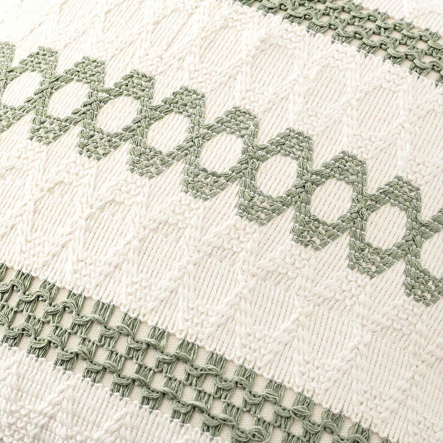 MIULEE Set of 2 Sage Green Boho Decorative Pillow Covers 20x20 Inch Farmhouse Rustic Couch Throw Pillows Modern Summer Cotton Cushion Covers Retro Cute Macrame Woven Home Decor for Bed Sofa Chair