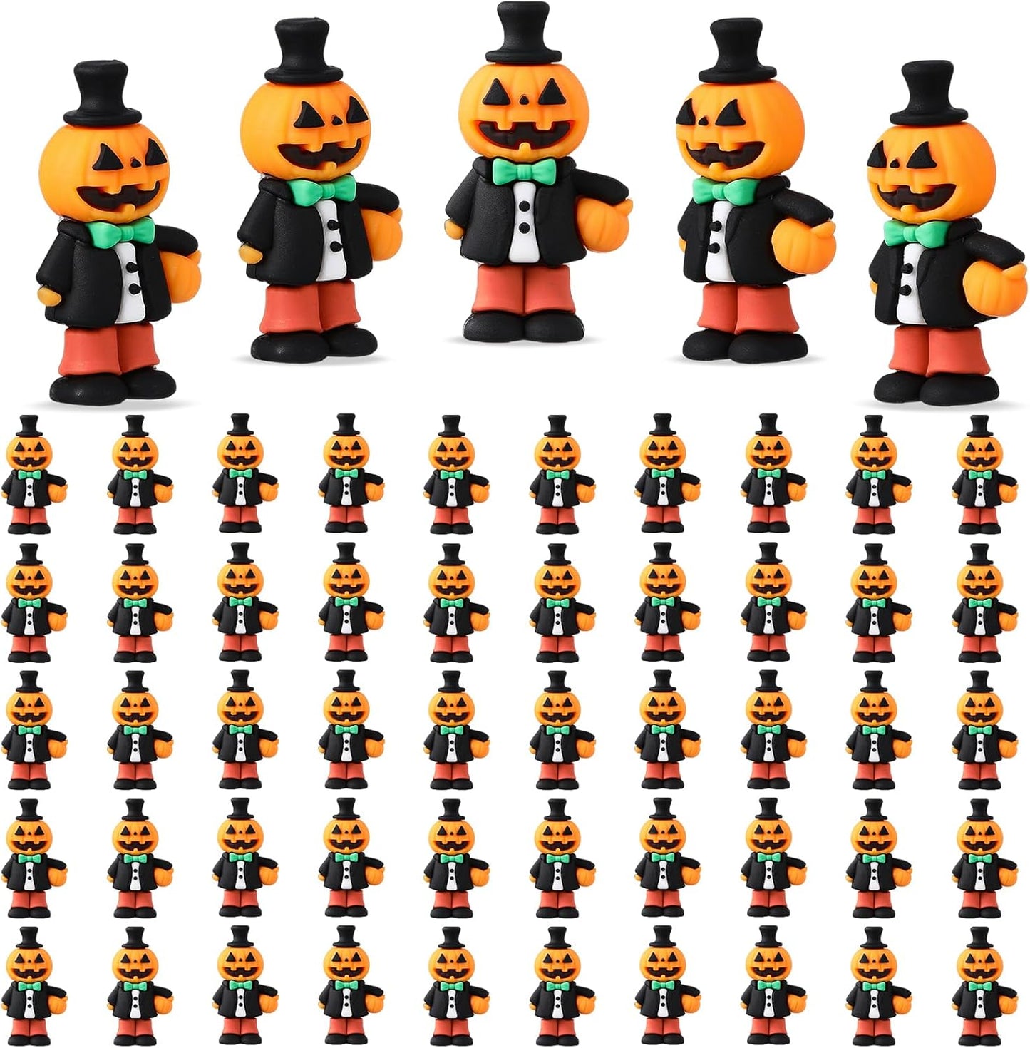 50 Pcs Halloween Mini Figurines Tiny Pumpkin Figures to Hide and Seek Rubber Wizard Miniatures Ornaments Gifts for Halloween Party Favors Table Decorations(Pumpkin)