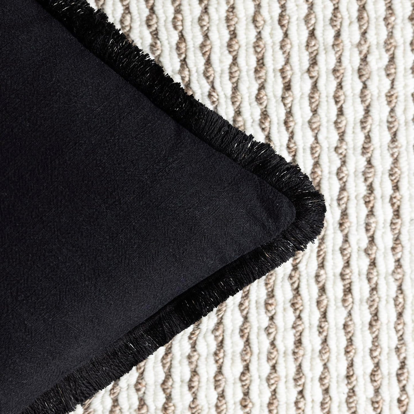 Foindtower Set of 2 Decorative Linen Fringe Lumbar Throw Pillow Covers Boho Farmhouse Cushion Cover with Tassels Soft Accent Pillowcase for Couch Sofa Bed Living Room Home Decor,12×20 Inch,Black