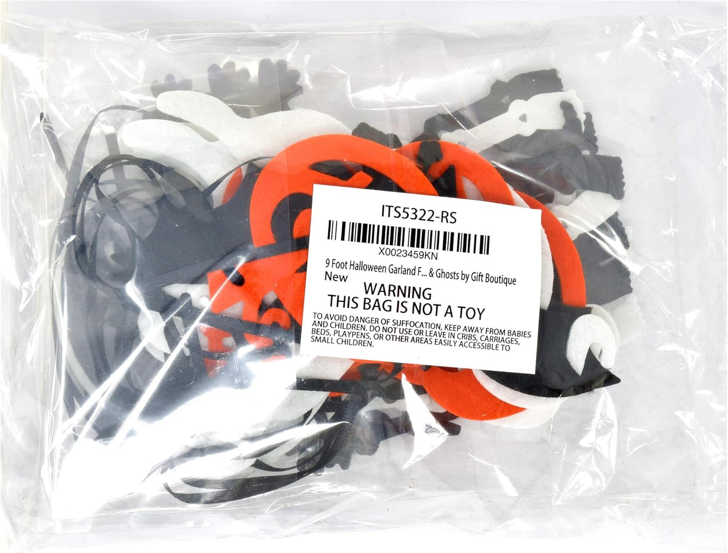 Gift Boutique - 9 Foot Halloween Garland Felt Banner Chain Decorations Indoor & Outdoor Party Supplies 18 Feet Total Pack of 2 Designs Skeletons Bat Pumpkin Ghost