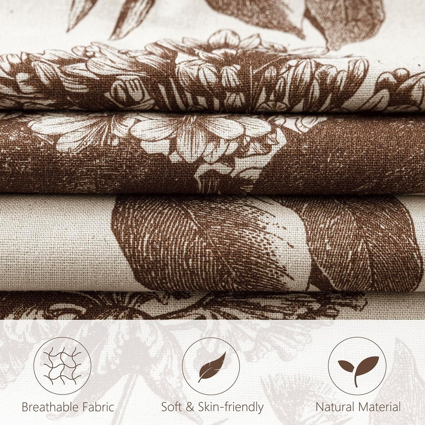 Foindtower Set of 2 Linen Floral Throw Pillow Covers Neutral Vintage Print Decorative Cushion Covers Farmhouse Boho Home Decor for Sofa Chair Couch Bedroom Living Room Outdoor,20×20 Inch,Dark Brown