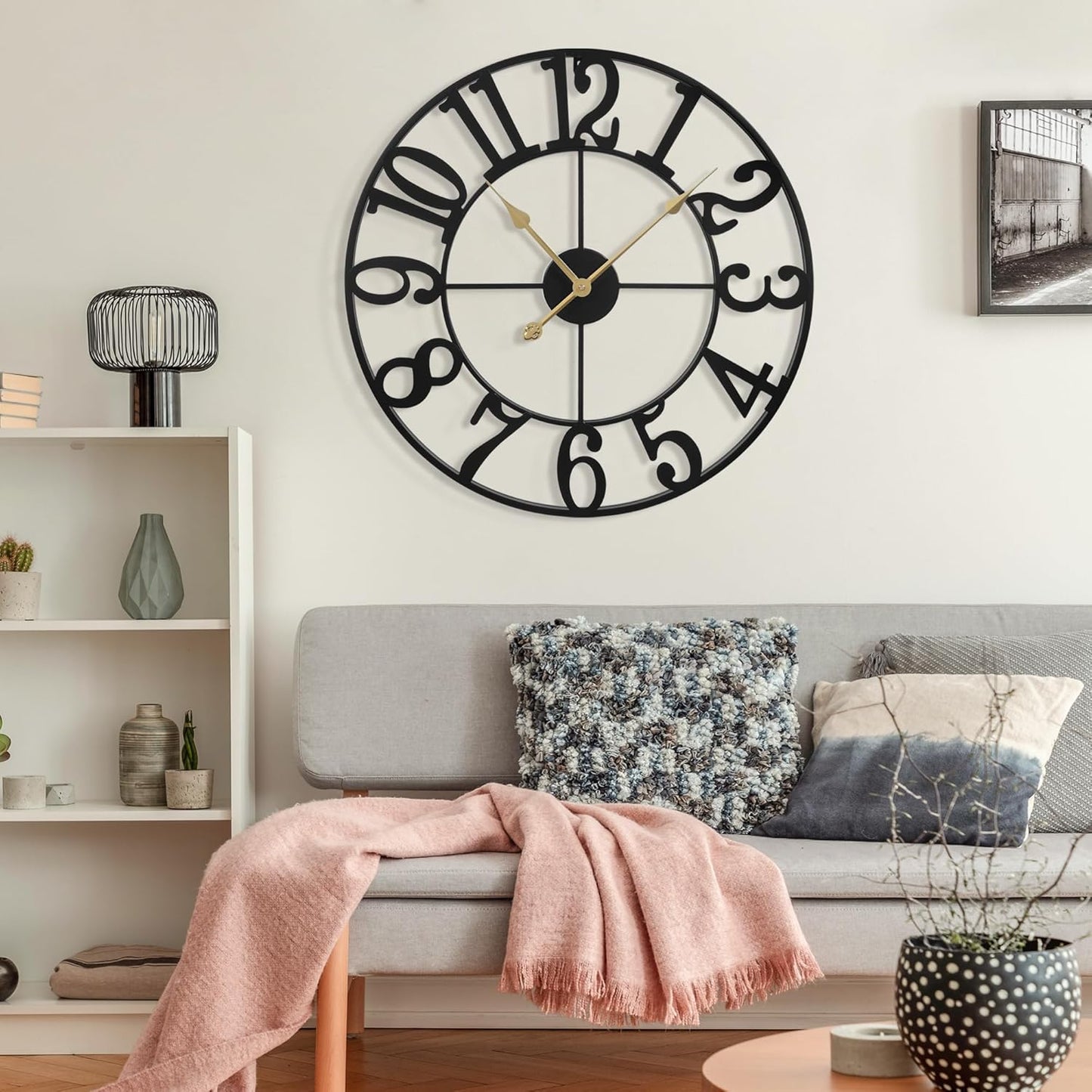 1st owned Oversized Wall Clock for Living Room Decor - 40 Inch Silent Non-Ticking Wall Clocks Battery Operated, Metal Vintage Retro Decorative Modern Wall Clock for Bedroom, Office, Farmhouse Decor