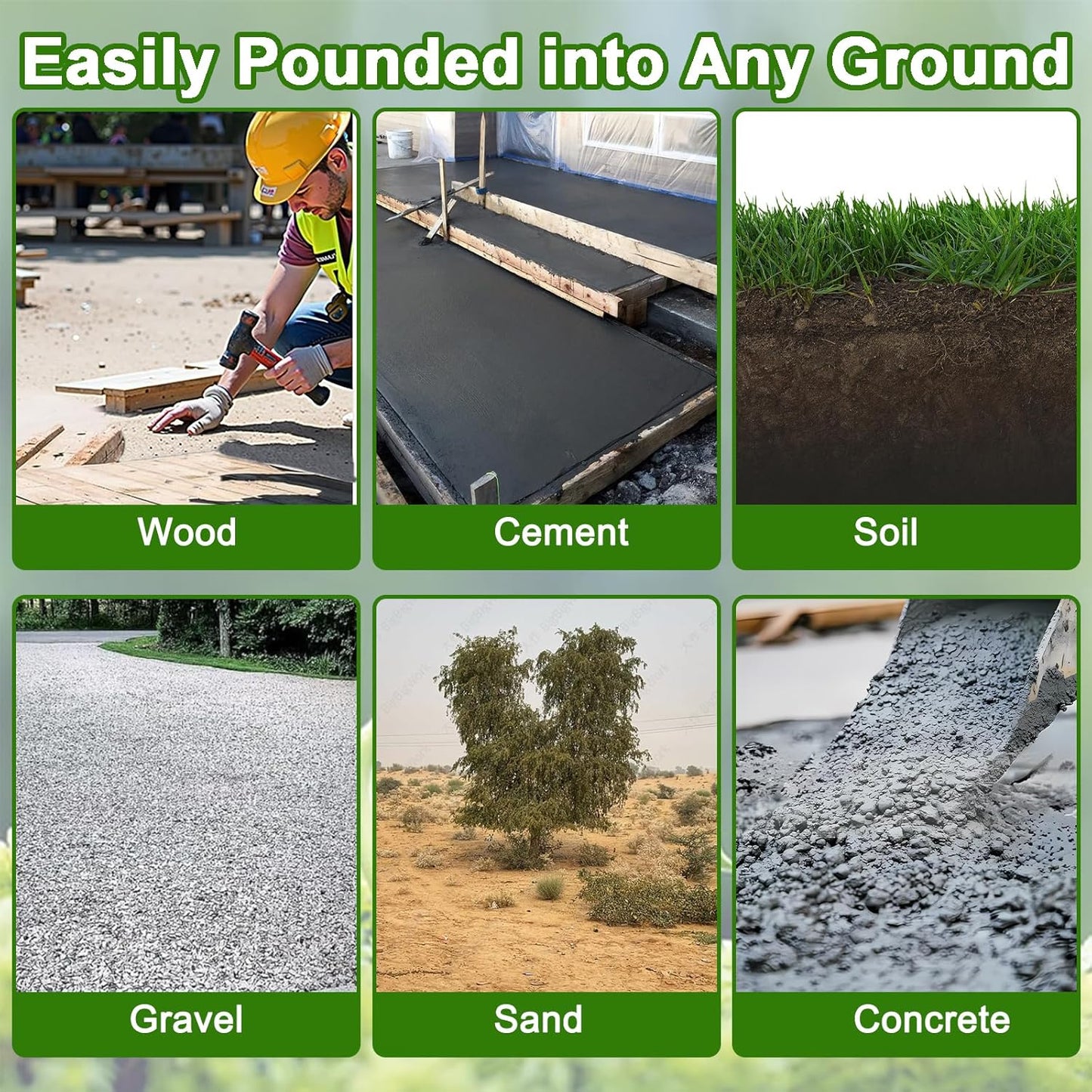 VVOKGO Rebar Stakes 16 Inches J Hook Heavy Duty Chain Link Fence Stakes, 8 Pcs Metal Long Tent Spikes Ground Anchors for Wire Fencing, Dogs Digging, Camping Tents, Swings, Greenhouse, Black