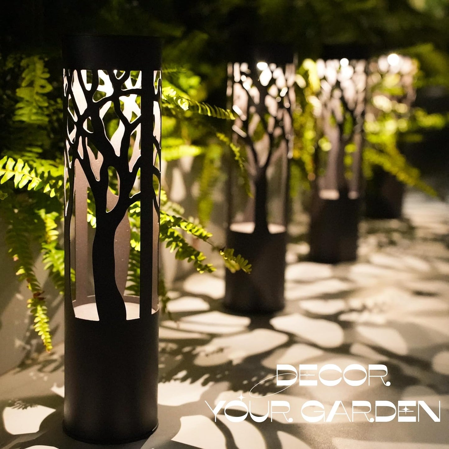 4Pack Solar Pathway Lights Outdoor, Landscape Lighting Dust to Dawn Solar Lights for Garden Decor, Metal Path Lights Solar Powered for Yard Lawn Patio Walkway Warm Yellow