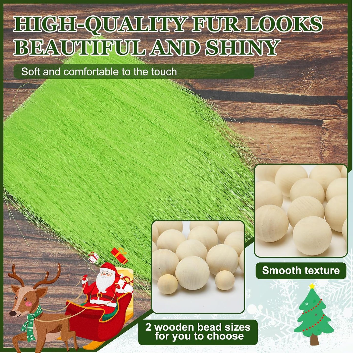 60 Pcs Gnomes Beard Sets Faux Fur Pre Cut Gnomes Beard Foam Cone Foam Handmade Wood Balls for Halloween Christmas Day Crafts(White, Green, Gray)