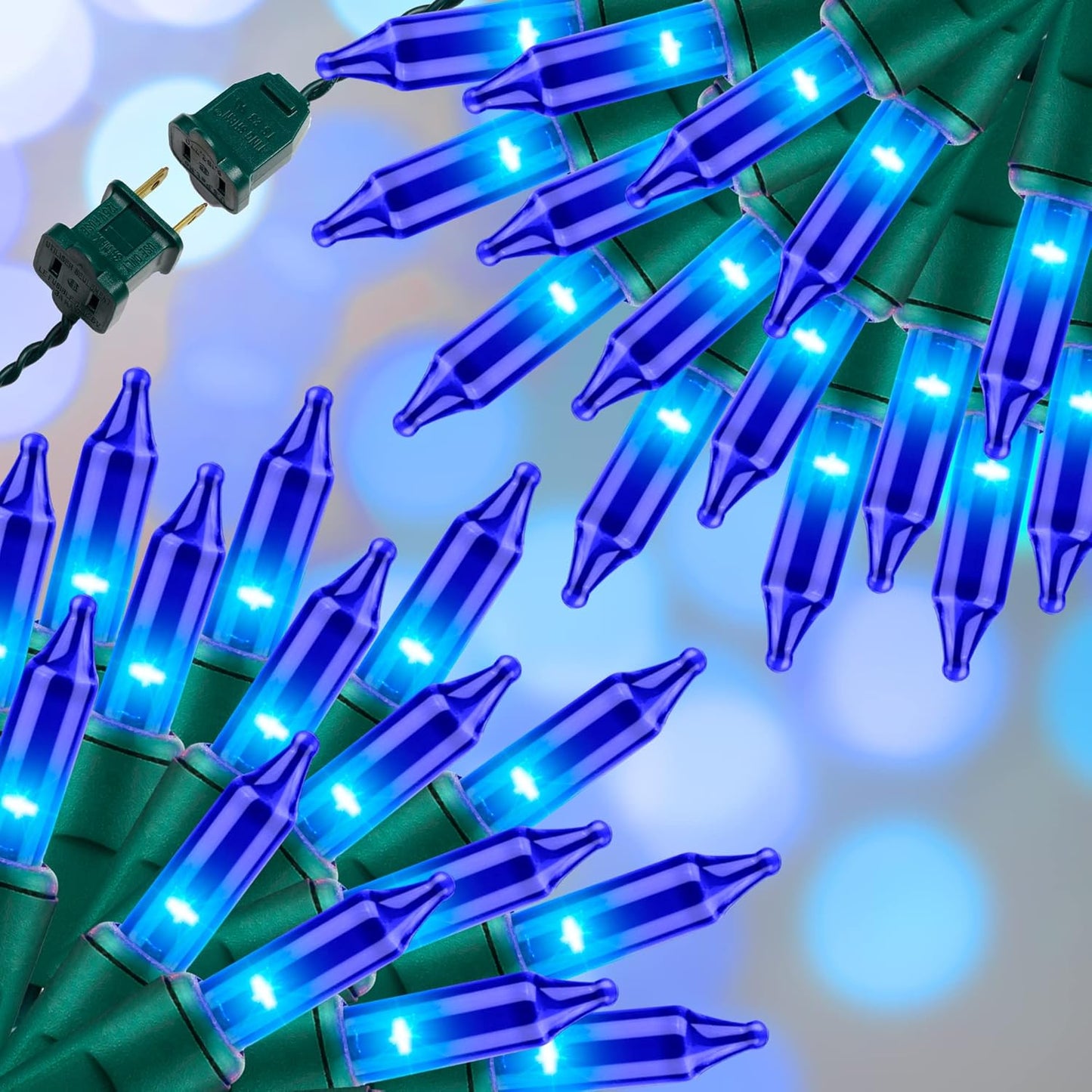 100LIGHTS BLUE Extra-Bright With End Connectors Christmas Decorative Lights 5.98m UL Certified Mini String Light Set Waterproof for Home Garden Holiday Christmas Tree Party Patio Decor Wedding