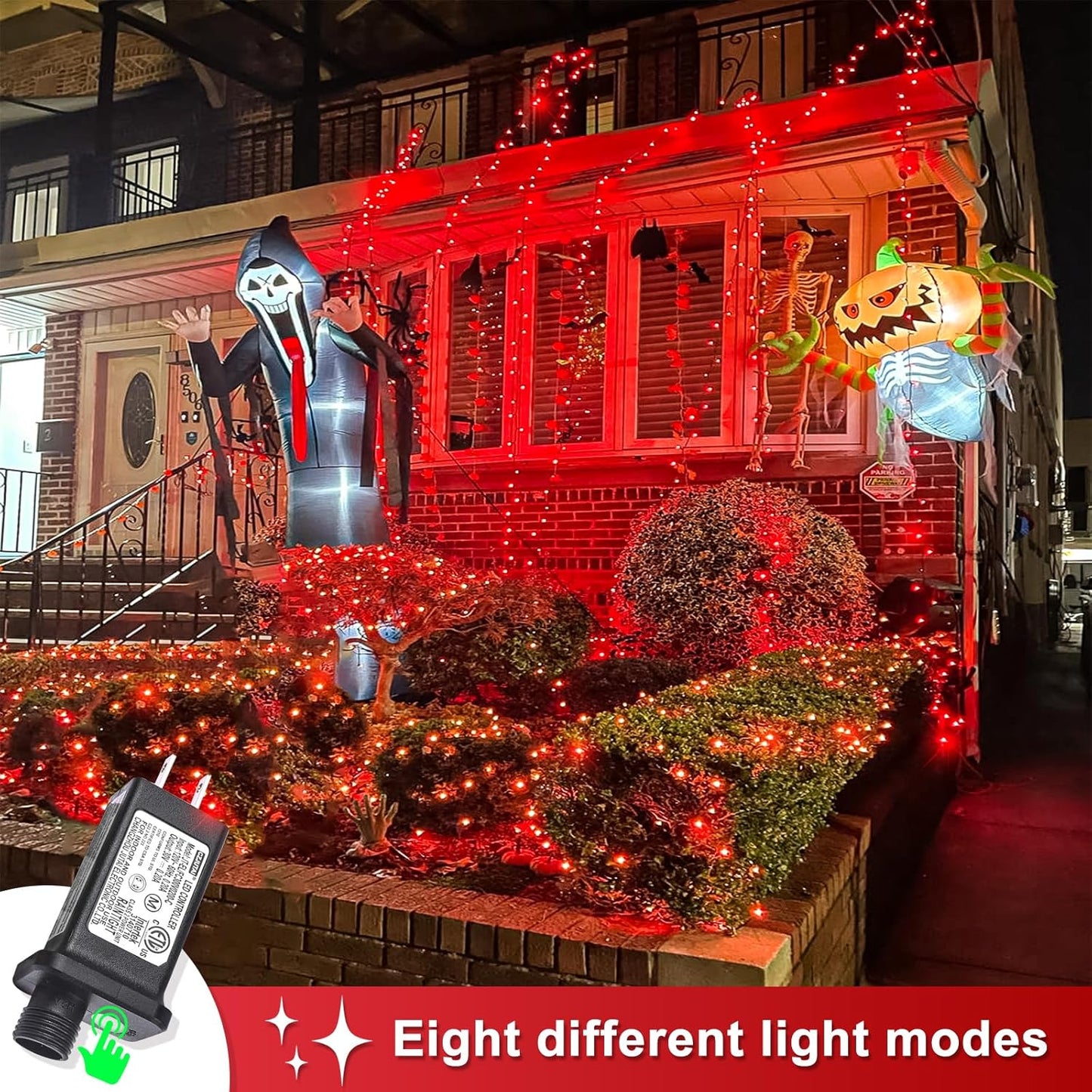 250 LED Red String Lights Outdoor, 82ft Red Christmas Lights 8 Modes Clear Wire, Plug in Waterproof Fairy String Light for Bedroom Christmas Decorations