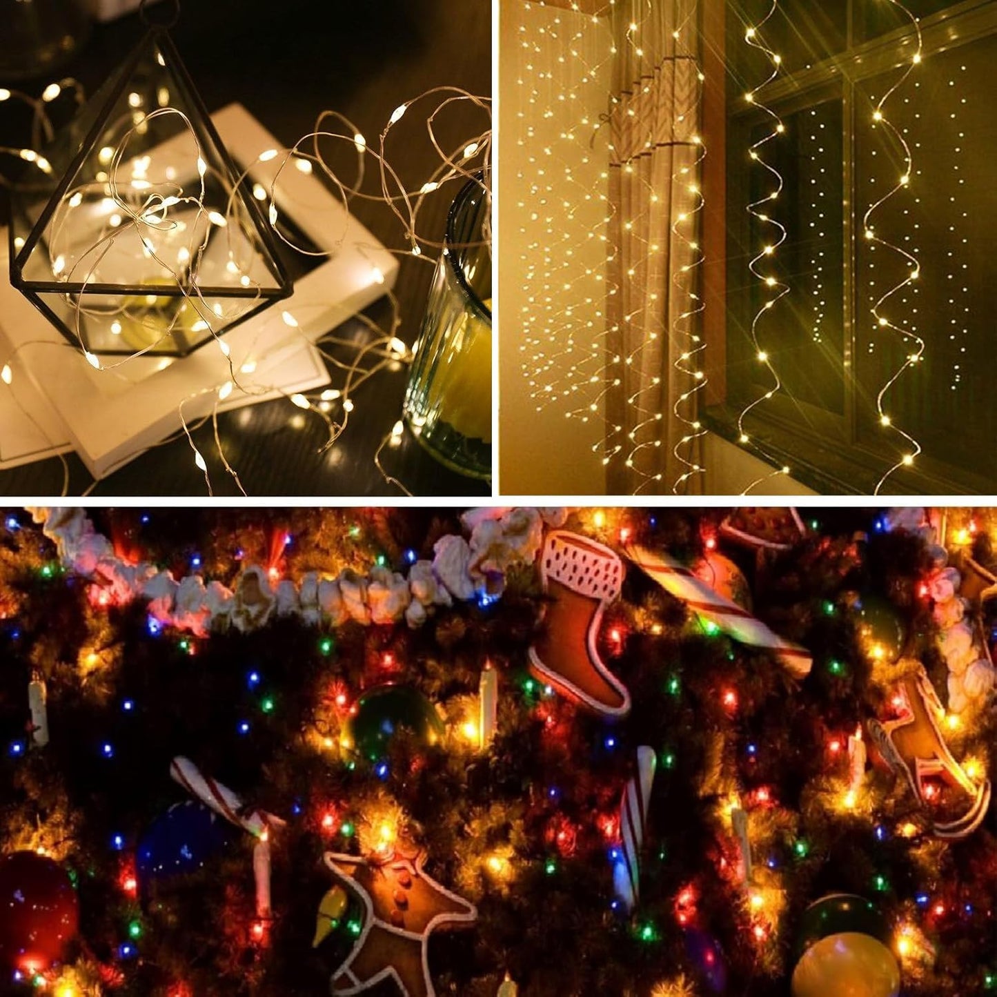 4-Pack 50 LED Fairy Lights Battery Operated with Timer, 16FT Waterproof Starry String Lights Outdoor Indoor Mini Cuttable Lights for Bedroom Wedding Birthday Christmas Parties (Warm White&Multi Color)