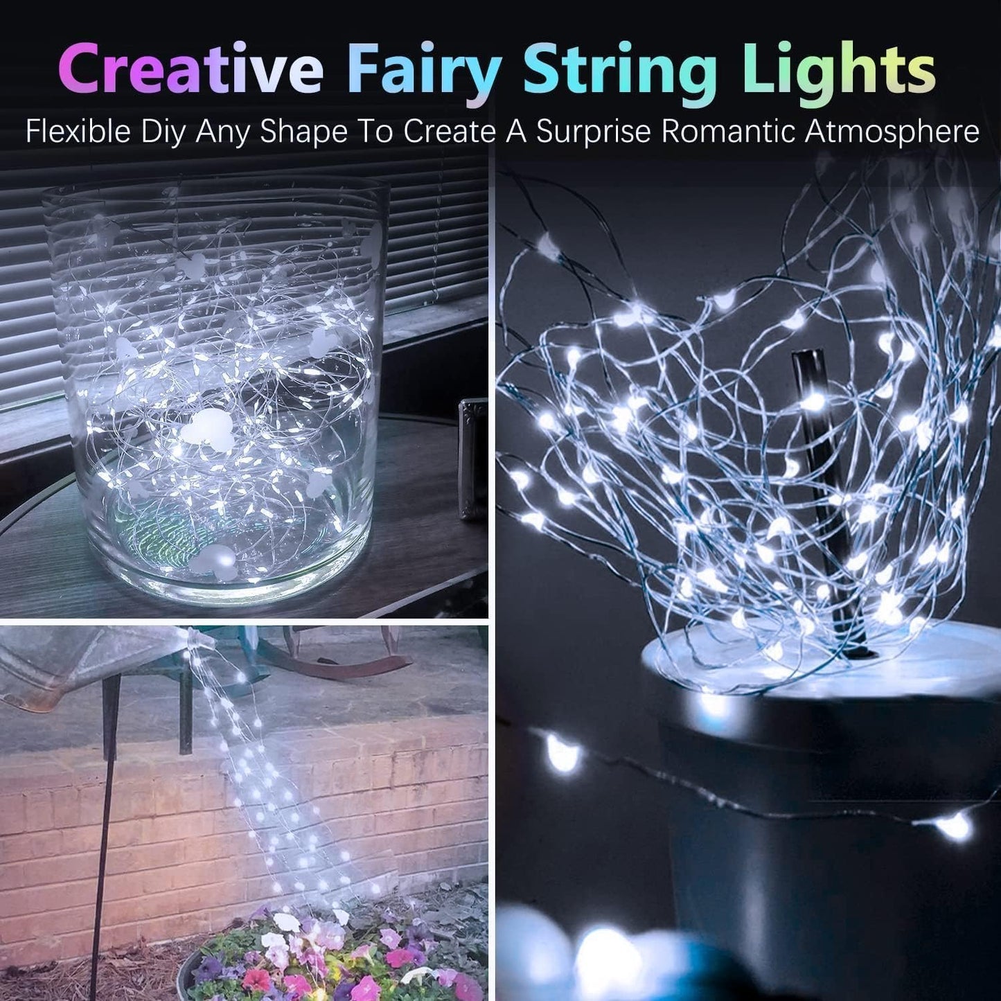 6 Pack 60LED Battery Operated Fairy Lights with Remote, 8 Modes LED String Lights with Timer, Dimmable, Memory Function, Waterproof Twinkle Fairy Lights for Outdoor Indoor Christmas Decor(Cool White)