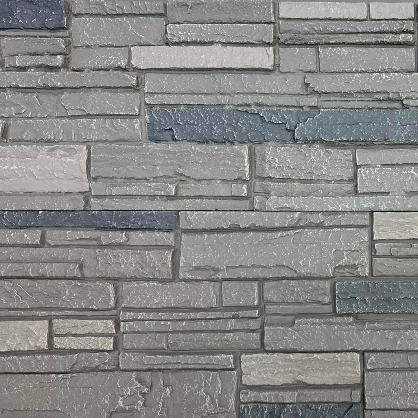 OTECKO 6-Pack Faux Stone Wall Panel 48 in x 13 in x 2 in Stacked Stone High Density Polyurethane Wall Siding Panels 24 sq ft, Easy Install, Interior/Exterior Volcano Ash (Dark Gray)