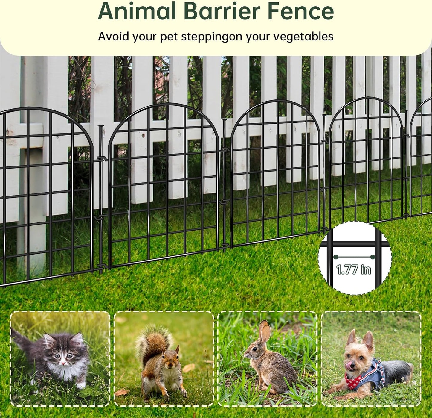 32.5 ft(L) x 22 in(H) Garden Fence, 30 Panels Arched No Dig Fence, Decorative Animal Barrier Fencing with Ground Stake, Rustproof Metal Garden Edging Border for Dog, Rabbit, Outdoor Yard Patio Decor