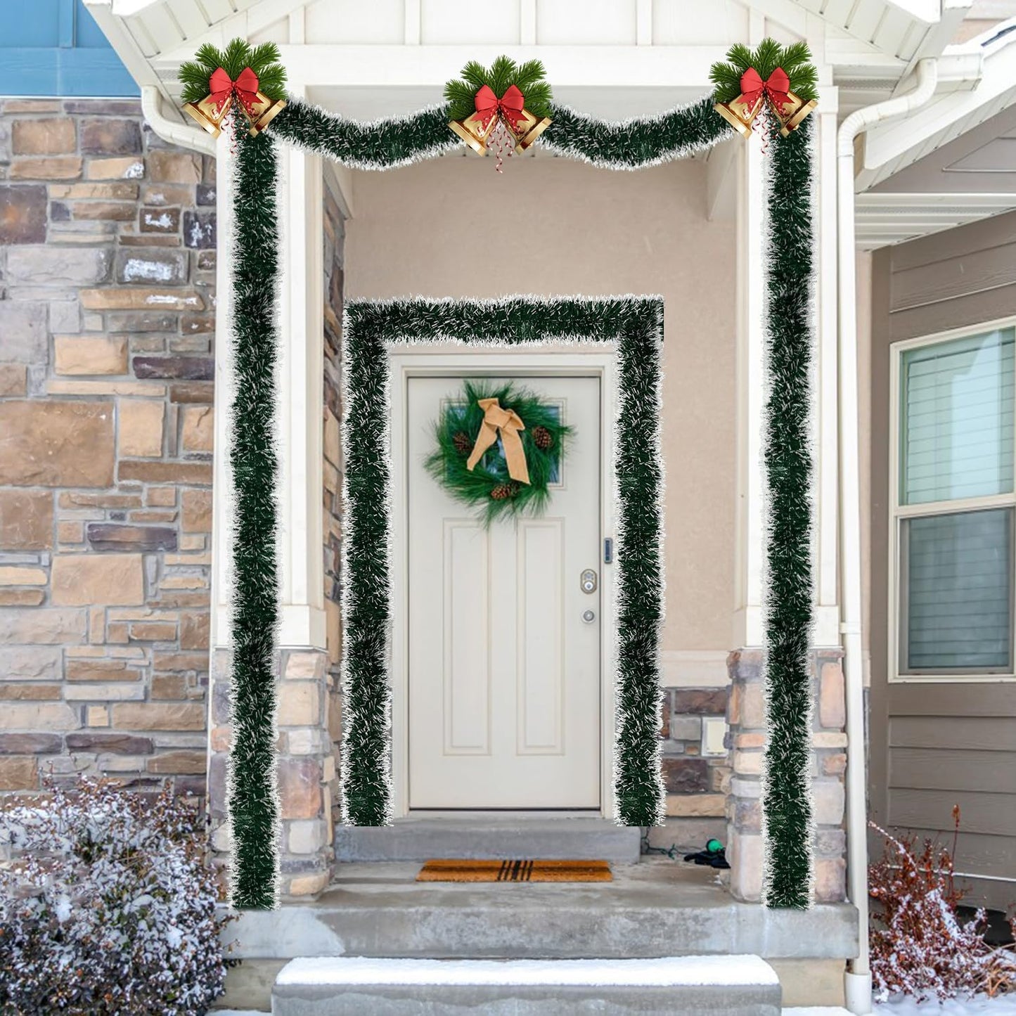 50 FT/15M Long Dark White Artificial Christmas Tinsel Garland Decorations DIY for Xmas Tree,Fireplace Mantel,Stairs Railing Outdoor Indoor Holiday Decor