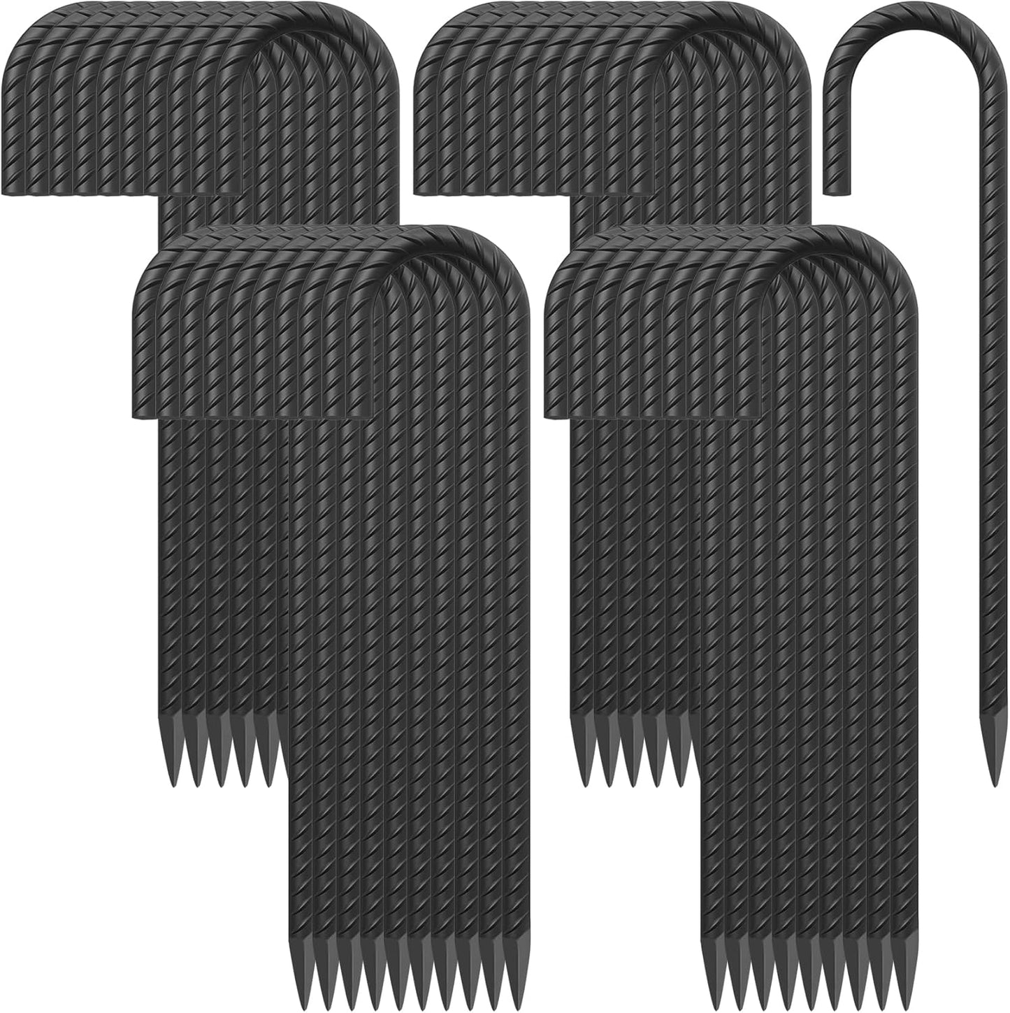 16 Inch Ground Rebar Stakes Heavy Duty J Hook Ground Anchors 40 Pack, Tent Stakes with Chisel Point End, Chain Link Fence Spikes for Bounce House, Gazebos and Outdoor Decorations Inflatables