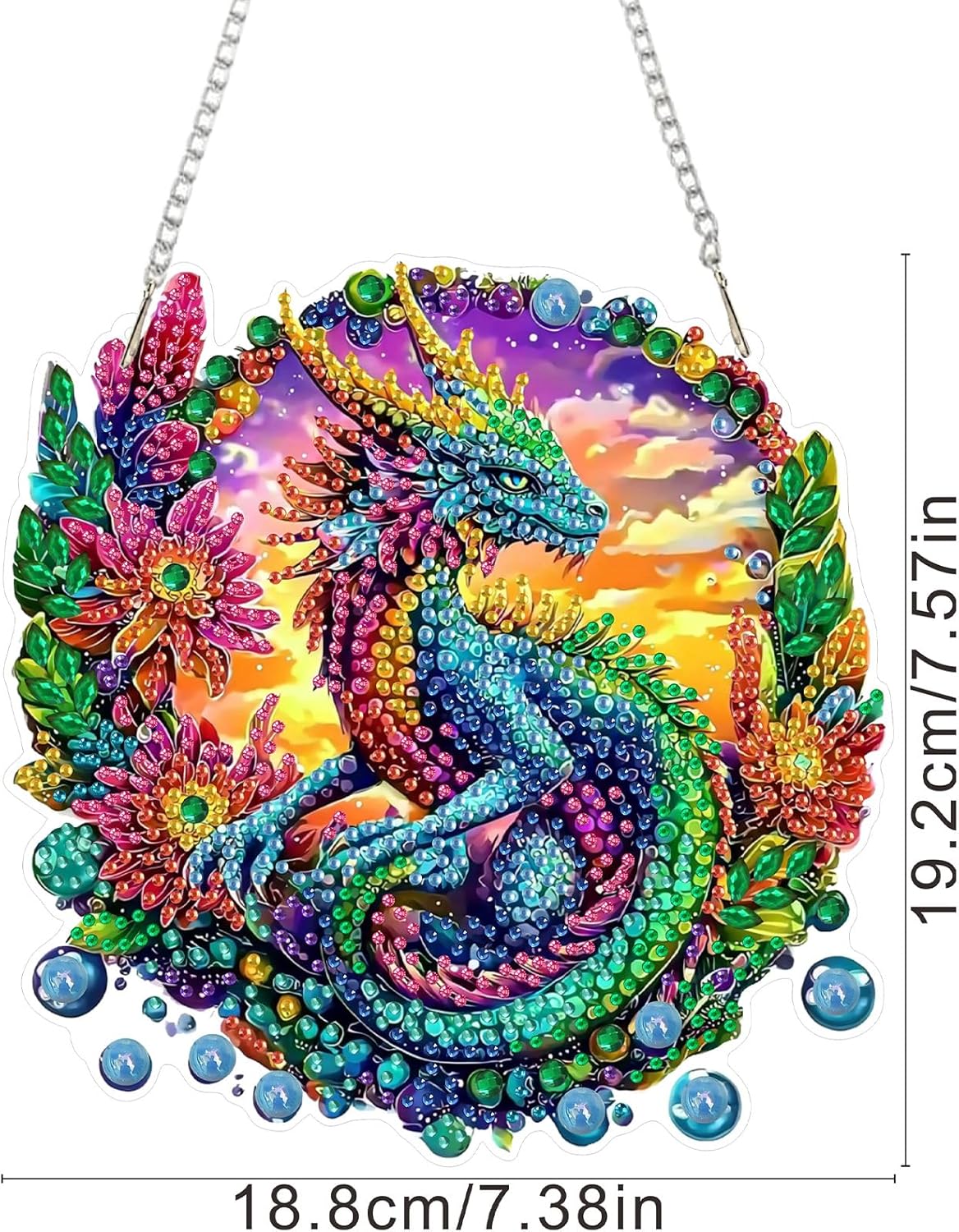 SENQAO Dragon Diamond Art Hanging Kit for Adult, Special Shaped Rhinestone, Double Sided DIY Acrylic Diamond Art Painting Window Pendants Home Garden Wall Hanging Kits Hanging Ornament