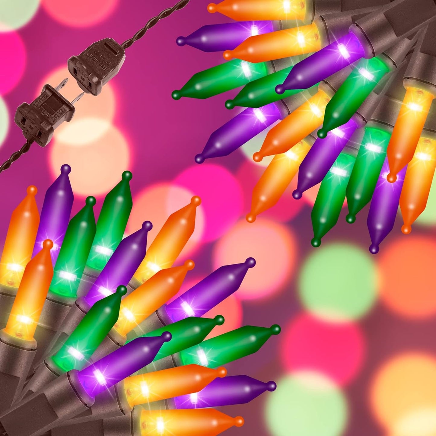 150LIGHTS Orange Purple and Green Extra-Bright with End Connectors Halloween Decorative Lights 9.72m UL Certified Mini String Light Set Waterproof for Halloween Home Garden Tree Party Patio