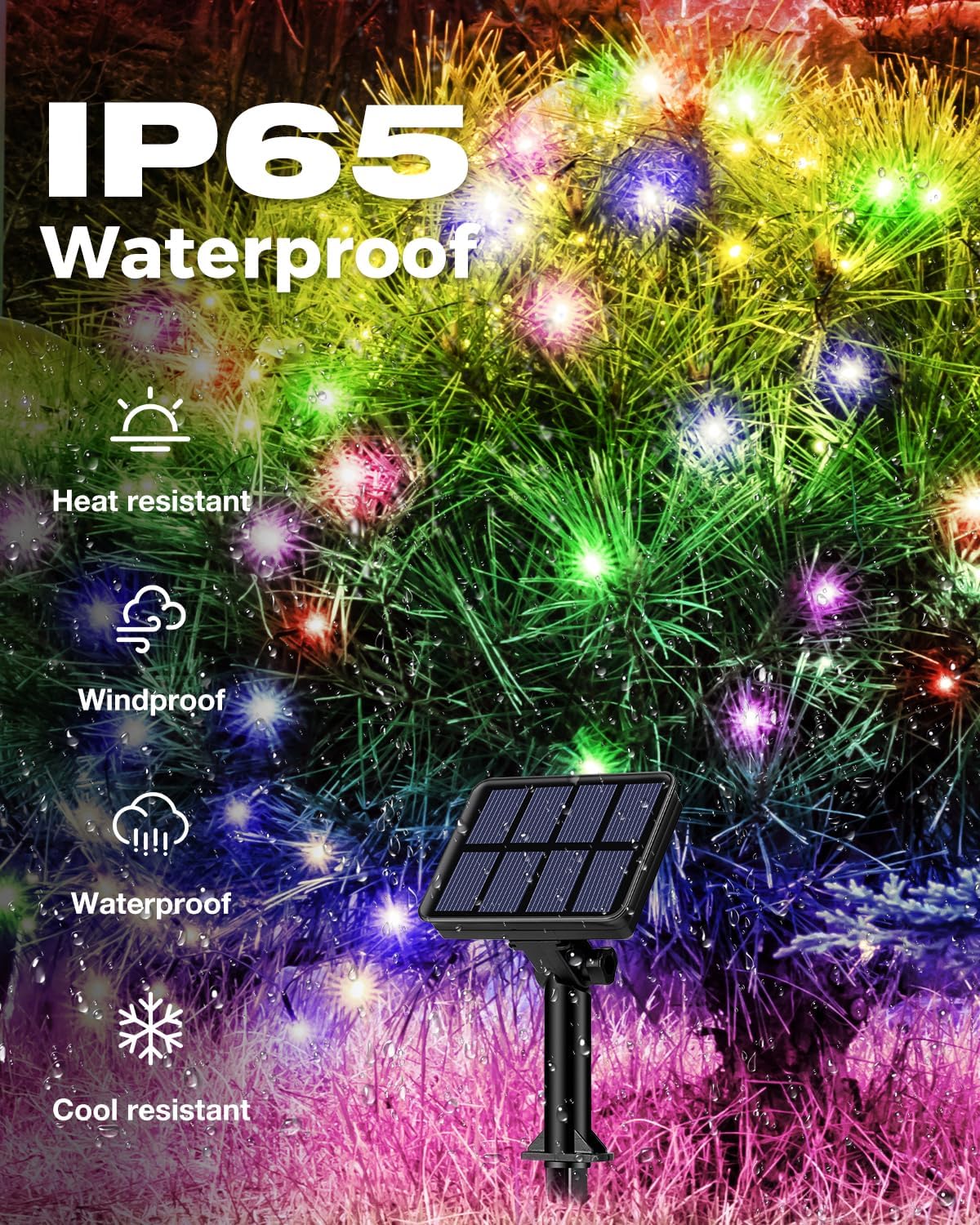 3 Pack Solar Fairy Lights for Outside Waterproof, 49FT/15M 150LED Solar String Lights Outdoor 8 Modes Solar Twinkle Lights for Garden Yard Christmas Tree Wedding Party Decor, Multicolor