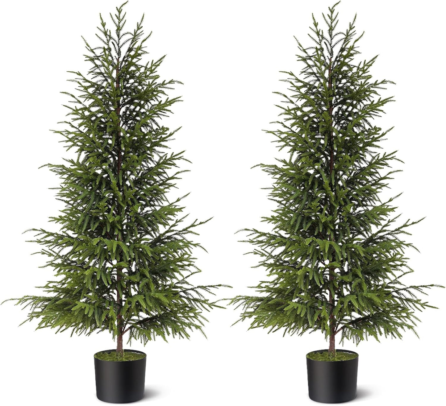 4ft Christmas Norfolk Pine Tree Artificial Christmas Tree Faux Potted Plants for Front Porch Christmas Indoor Outdoor Decor（2 PCS