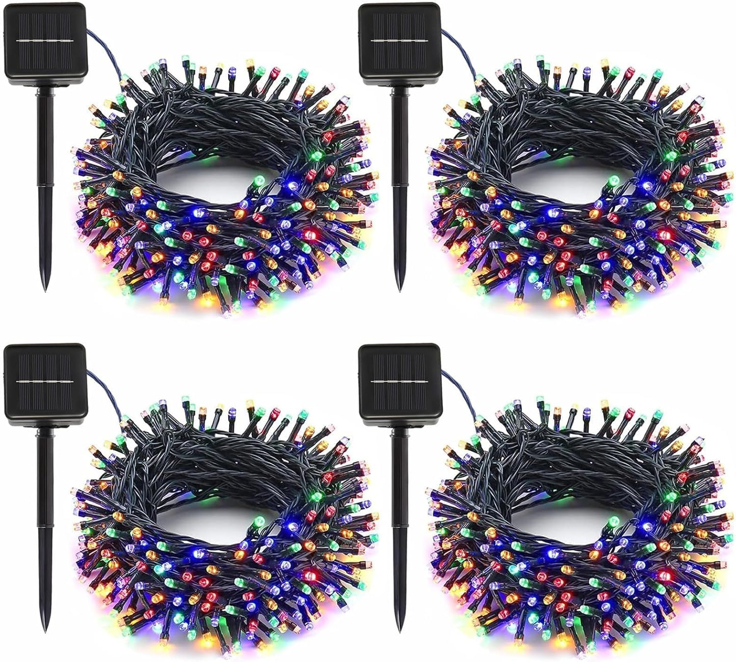 4-Pack Solar String Lights, 400 LED Extra-Long 156Ft Solar Christmas Lights Outdoor Waterproof, 8 Modes Multicolor Led Christmas Lights for Garden, Patio, Wedding, Christmas Decorations