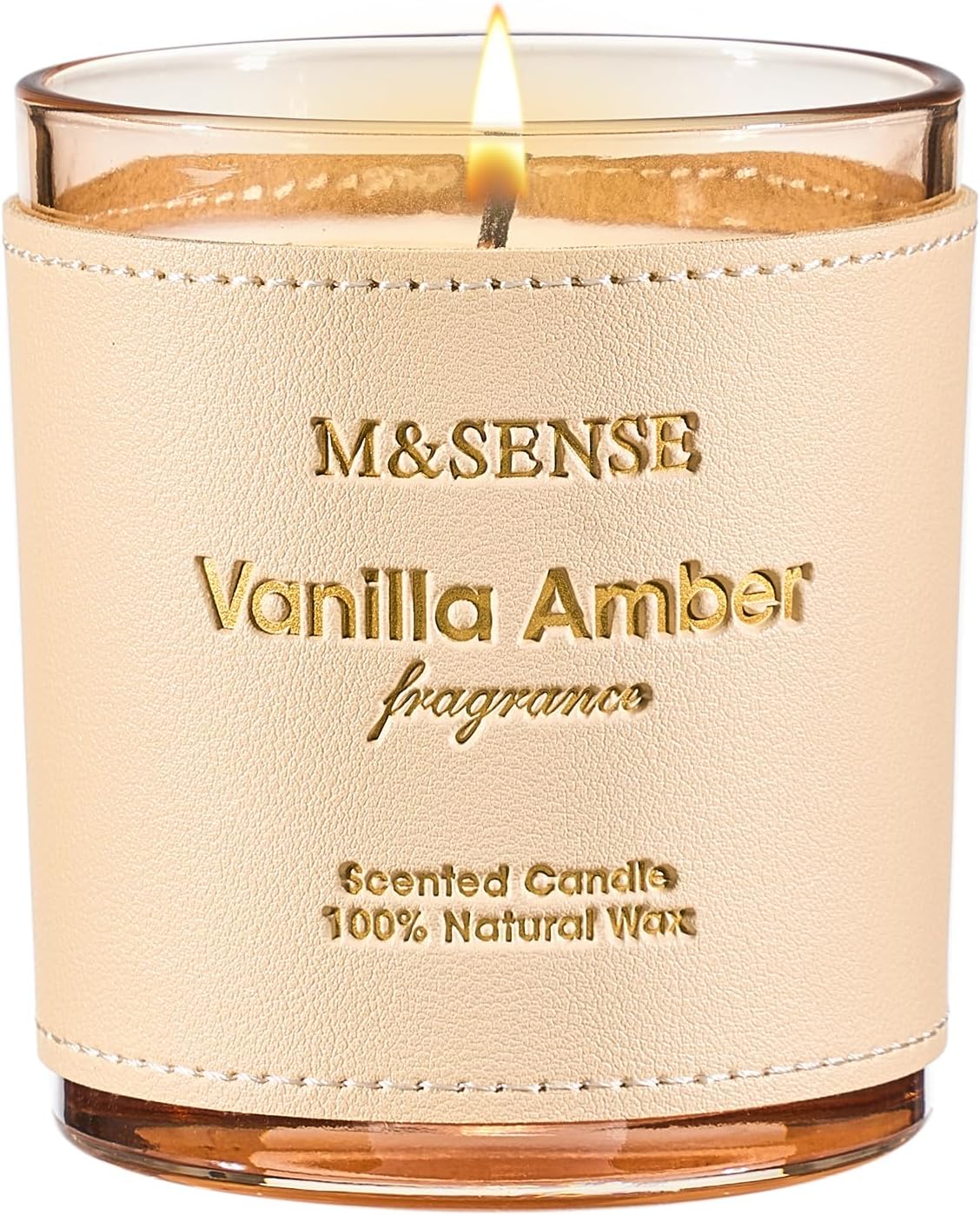 M&SENSE Vanilla Amber Scented Candles-Vegan Soy Wax, Floral Naturally Scented, No Toxin 10oz 42-Hour Long Burning Time, Cozy Relaxing Calming Candle for Bathtub & Sleep, Housewarming Gift