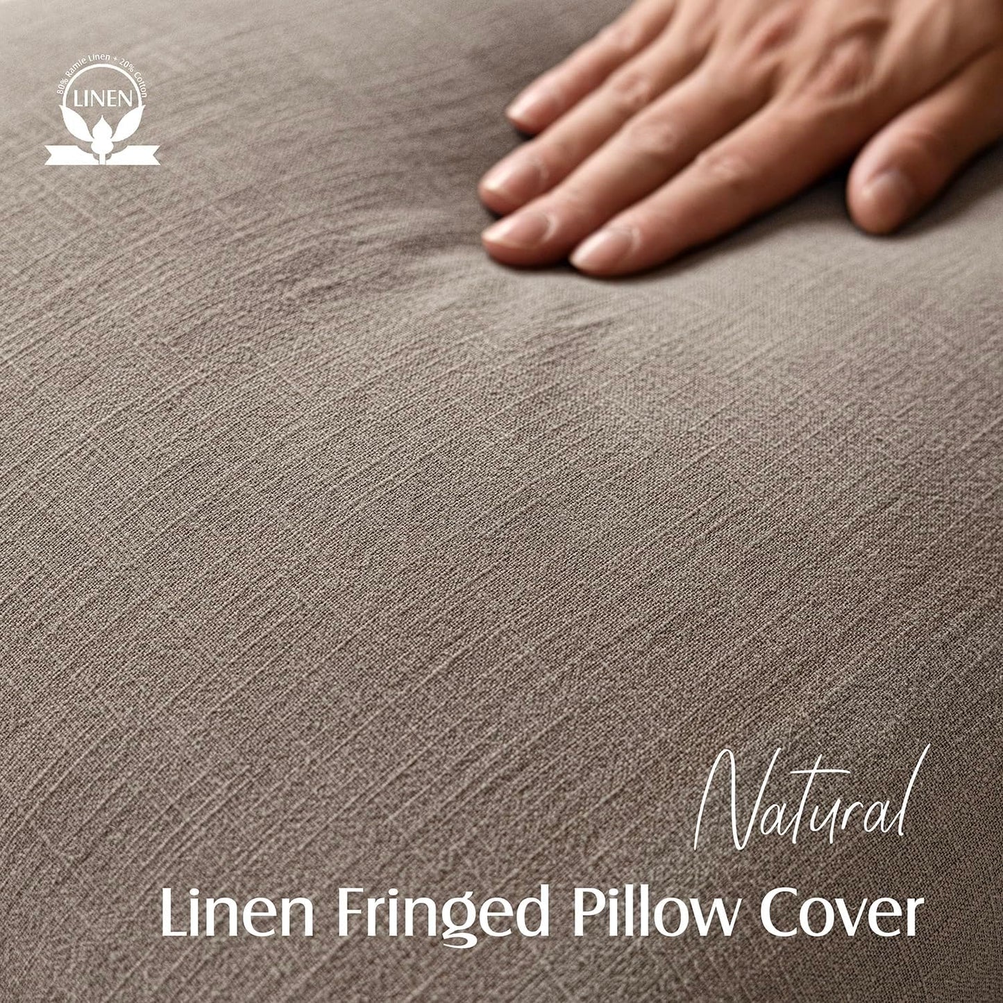 Foindtower Set of 2 Decorative Linen Fringe Lumbar Throw Pillow Covers Boho Farmhouse Cushion Cover with Tassels Soft Accent Pillowcase for Couch Sofa Bed Living Room Home Decor,12×24 Inch,Brown Tan