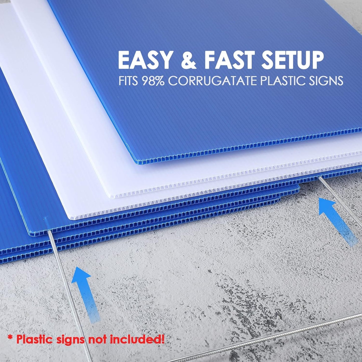 60 Pcs H Stakes for Yard Signs 30'' x 10'' Metal Heavy Duty H Frame Wire Stakes Weatherproof Metal Holder for 4mm 5mm Corrugated Signs Advertising Board Guidepost Yard Halloween Decor