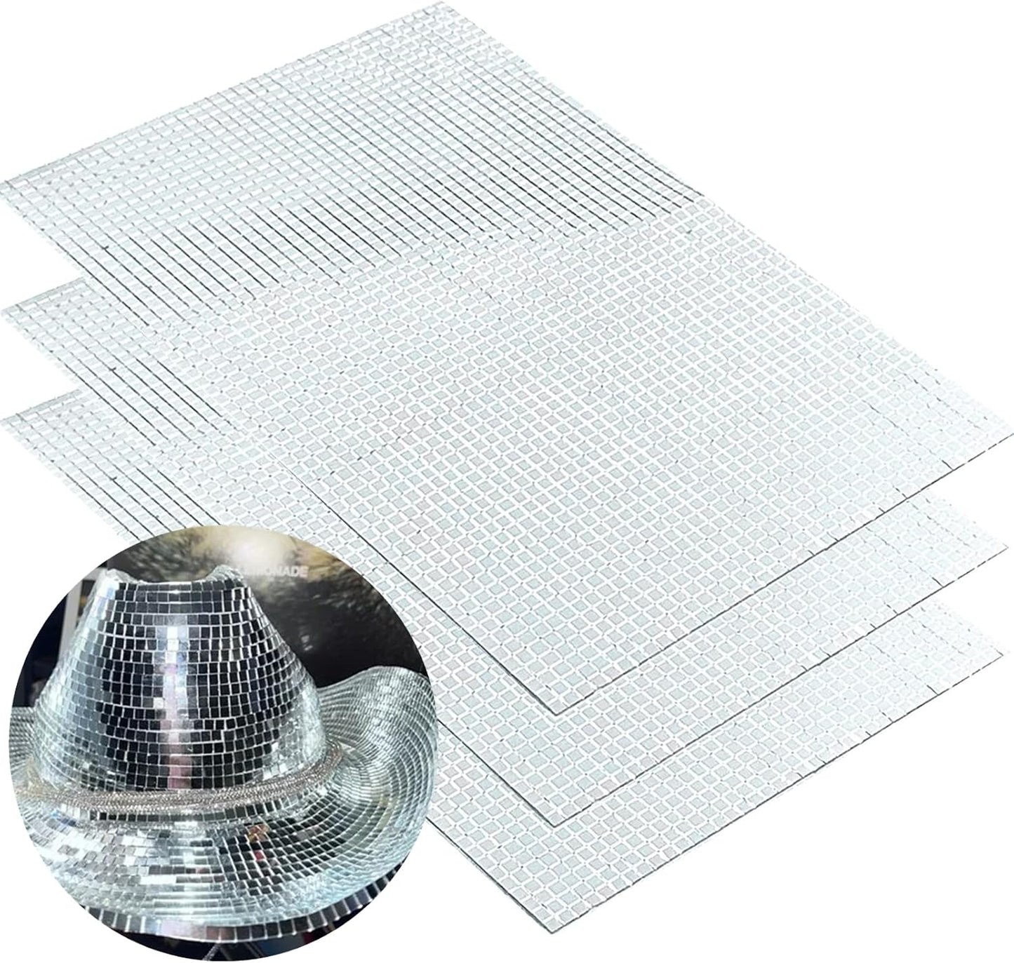 REDODECO Real Glass Silver Mirrors Mosaic Tiles Sticker for Craft Square Glass Tiles Self Adhesive,5mm by 5mm (Silver, 10700PCS)