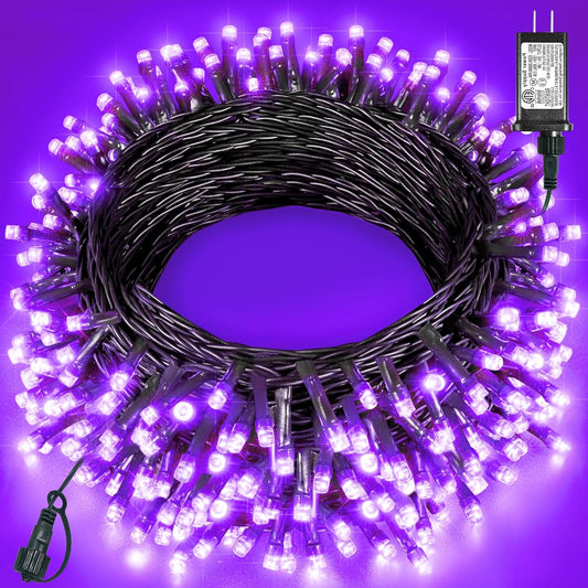 80FT 240 LED Halloween Lights Outdoor, Connectable Purple String Lights for Outside with Waterproof 8 Modes, Green Wire Twinkle Tree Light for Indoor Bedroom Patio Garden Party Holiday Decorations