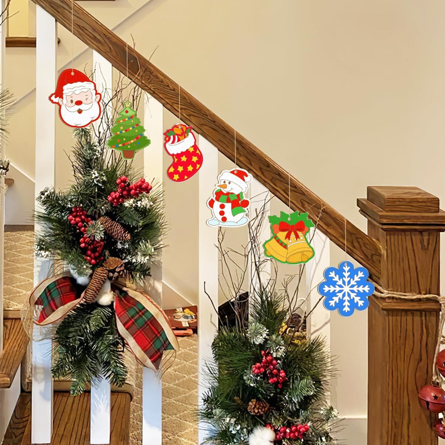 80PCS Wooden Christmas Ornaments to Paint,10 Styles DIY Blank Unfinished Reindeer Santa Claus Christmas Tree Ball Snowman Snowflake Wreath Gift Christmas Stocking Cutouts Ornament for Crafts Winter