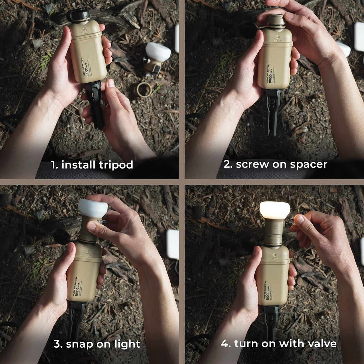 ELECOM NESTOUT Outdoor Camping LED Lantern w/ Mini Tripod, Dimmable USB Powered Soft LED Light, IP44 Water Dust Resistant, 10-350 Lumen, Portable Lamp for NESTOUT Power Bank, Black (LAMP-1)